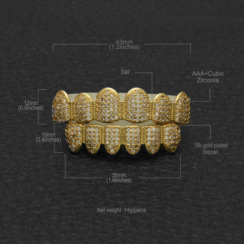 Grillz Hip Hop Braces Miniature Zircon Full Diamond Royalty Jesus Pieces
