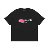 Palm Angels T Shirts Angel Splash Paint Letter Print Loose Short Sleeve T-shirt Half Sleeve Shirt