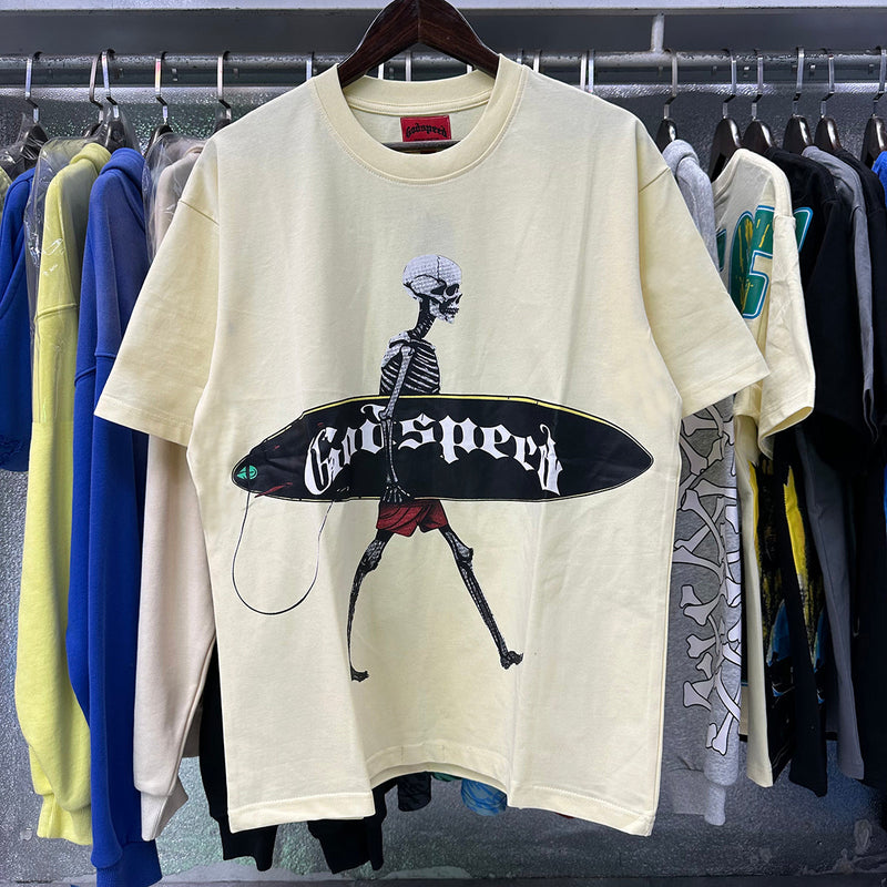 Godspeed T Shirts Skateboard Skull Junior Print Cotton Casual Short Sleeve Men and Women
