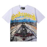 Godspeed T Shirts Knight Rose Print Cotton Casual Short Sleeve Men and Women