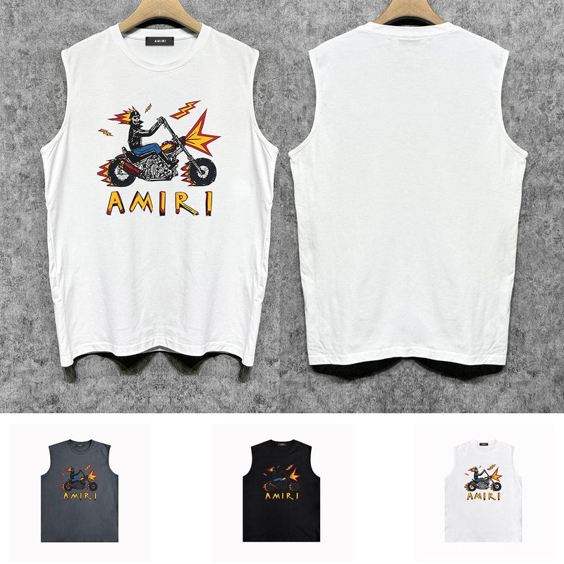 Amiri tank top motorcycle skull printing