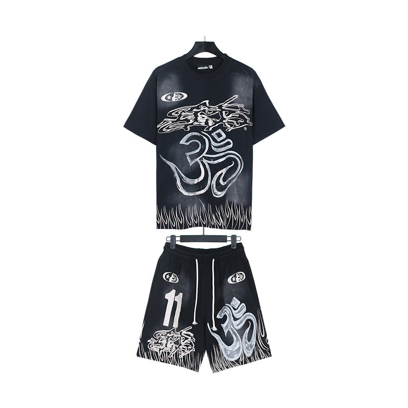 Hellstar T-Shirt And Shorts Two-Piece Set