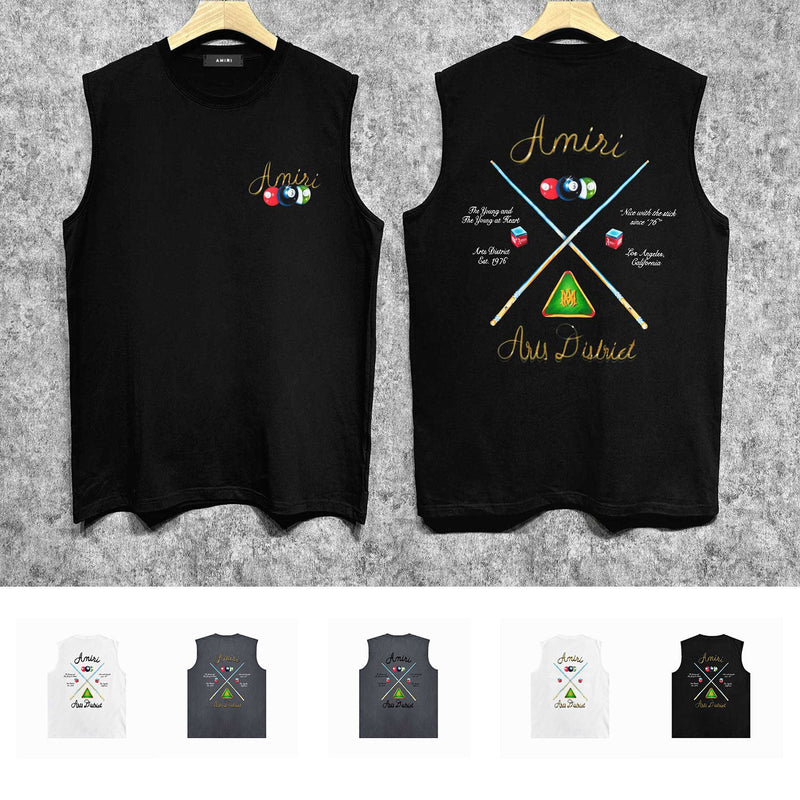 Amiri tank top billiard cue printing