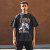 Mens Vintage T Shirt Printed Washed T-Shirt Cotton