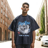 Men Vintage T Shirt Print Washed Vintage