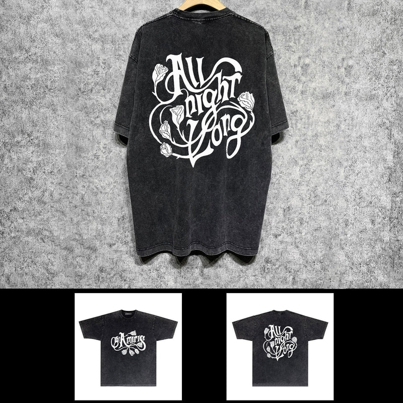 Amiri washed t-shirt morning glory printing short sleeve