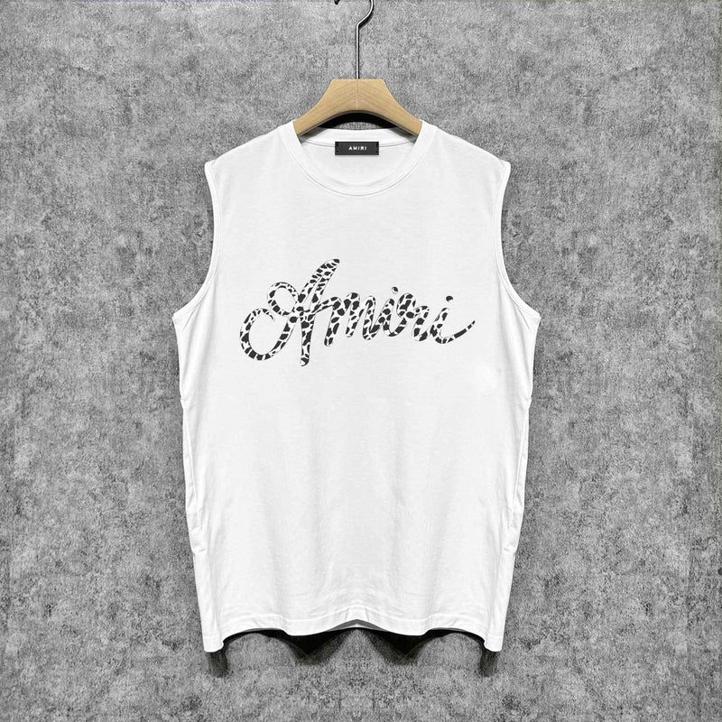 Amiri tank top silver ring snake letterprinting