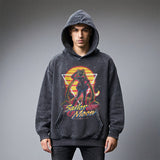 Mens Vintage Hoodie Cartoon Print Hooded Sweater Men