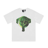 Vlone T Shirts Dark Green Melting Large V Loose Short Sleeve T-shirt Men and Women Half Sleeve