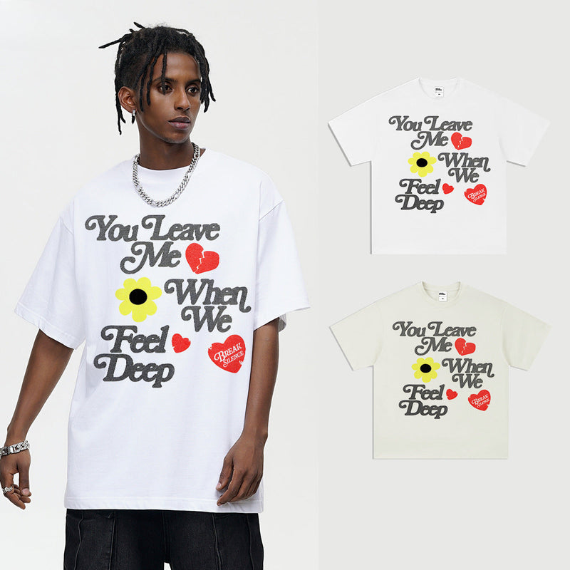 Vintage T-shirts Printed Short Sleeve T-Shirt Loose Cotton