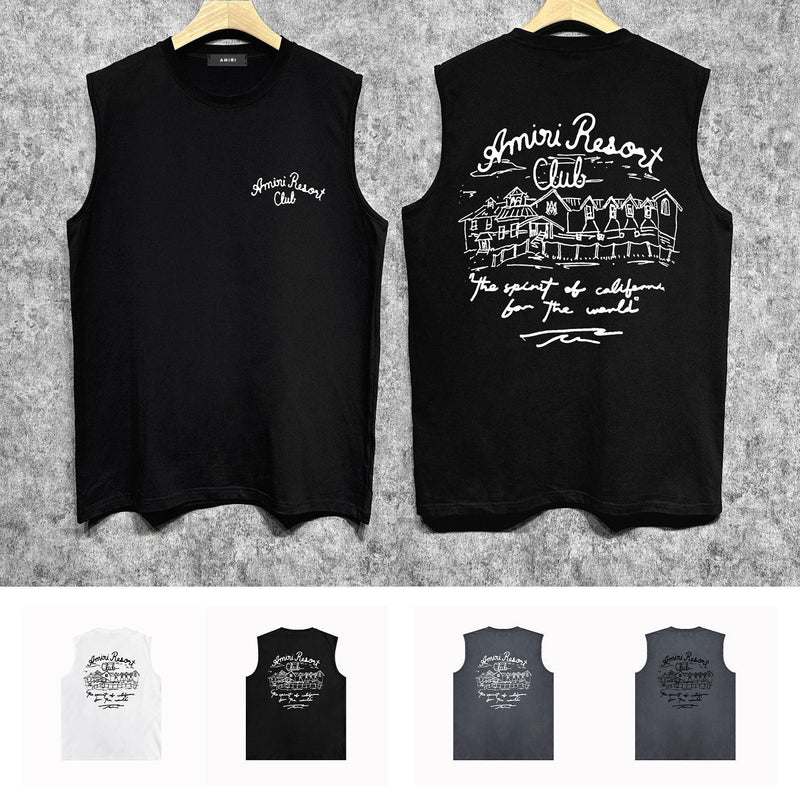 Amiri tank top sketch country printing