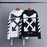 OW Hoodie Foamed Classic Arrow Pattern Sweatshirt