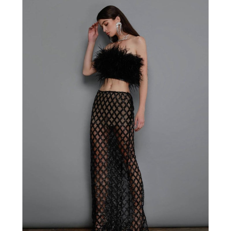 Women Dress Mesh Two-Piece Set Elegant Evening Dress