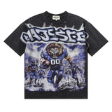 MAJESTIK T Shirts Lion Football Graphic Crop Tee Hot Diamond Design