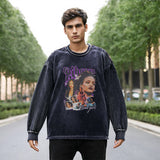 Mens Vintage Long Sleeve Shirt Autumn and Winter Trend Crew Neck Sweater Men