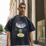 Mens Vintage T Shirt Summer Print Short Sleeve Men