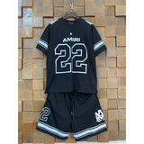 Amiri Shirt And Shorts 2 Piece Set Fashion Print Couple High Street