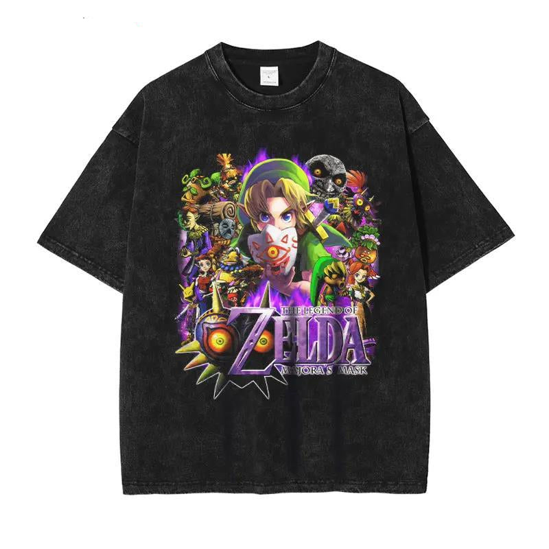 Zelda Link T Shirt Pc GameVintage Washed Top Tees Hip Hop