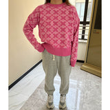Women Work Business Casual Sweats Jacquard Knitted Sweater