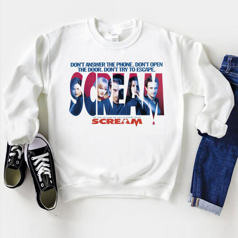 Unisex Scream Movie Sweatshirt Cult Horror Film Poster Art