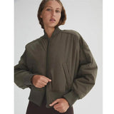 Women Cotton Coat Trench Coat Casual Stand Collar Loose Baseball Uniform