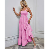 Women Dress Fitted Waist Striped Holiday Dress