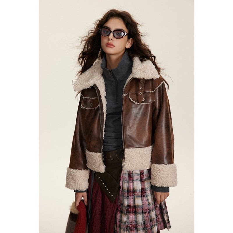 Unisex Coat Leather Jacket Cotton Winter Loose Thick