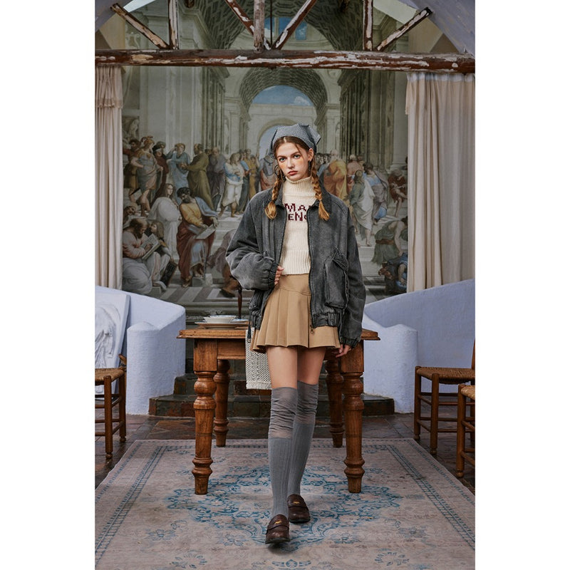 Unisex Coat Quilted Denim Coat Winter