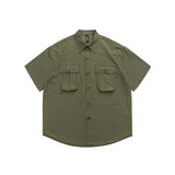 Unisex Shirt Summer Retro Three-Dimensional Pocket Loose