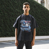 Mens Vintage T Shirt Washed Short Sleeve T-Shirt Men