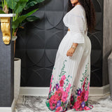 Women Jumpsuit Chiffon Top Wide Leg Pants