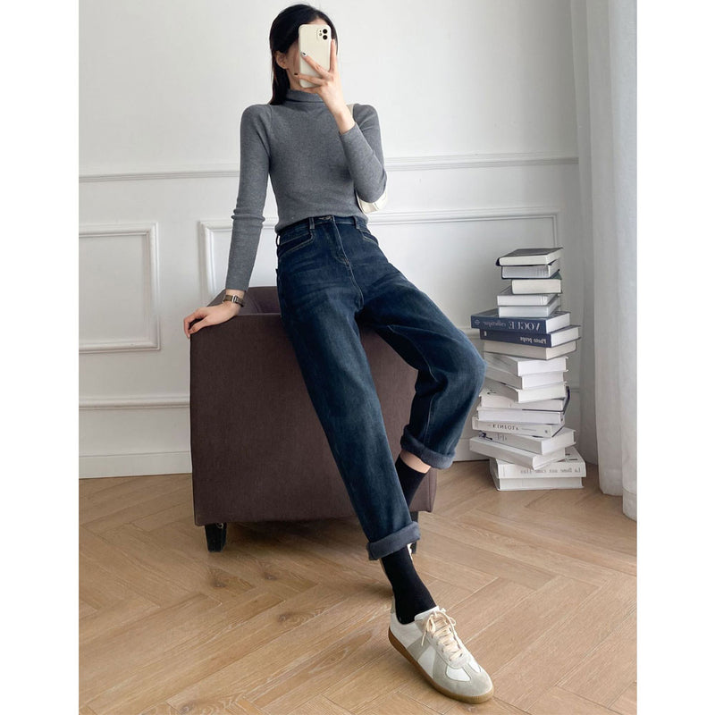 Women Jeans Stretch Fleece Slimming Loose