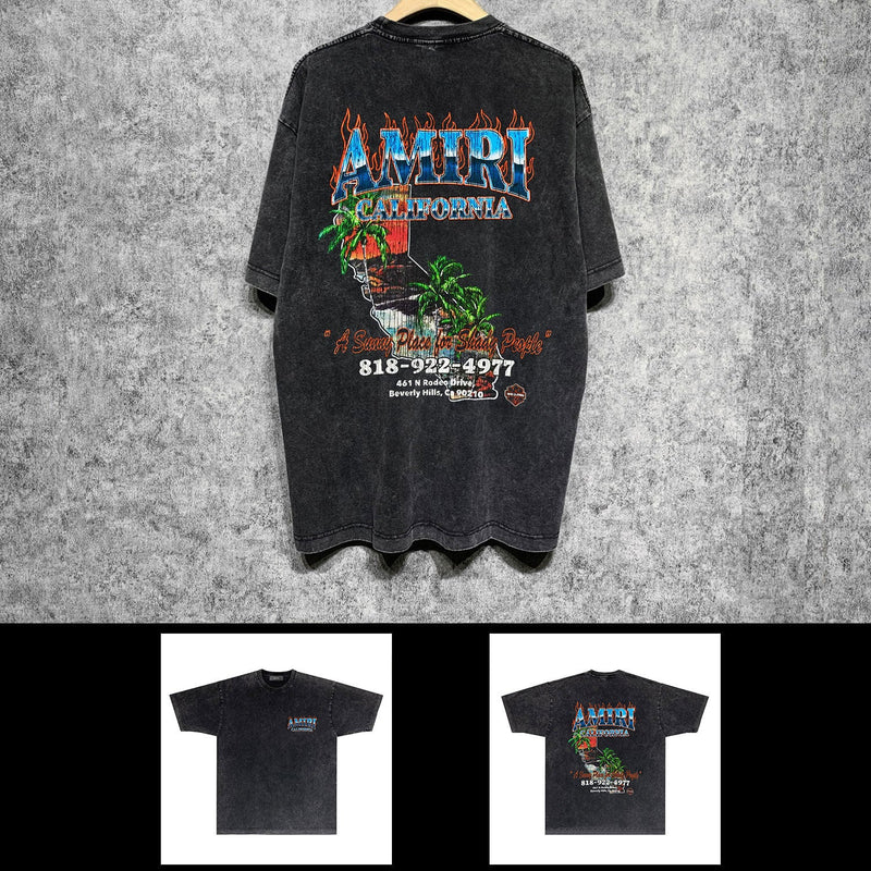 Amiri washed t-shirt flame island short sleeve