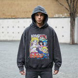 Mens Vintage Hoodie Cartoon hooded sweater men and women loose