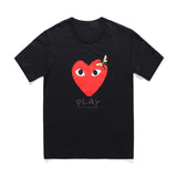 CDG Be Kind T Shirt Play Love Short Sleeve T-shirt Red Heart round Neck Cotton Base Shirt