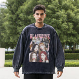 Mens Vintage Long Sleeve Shirt Retro Long Sleeve T-Shirt Men