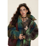 Unisex Coat Plaid Couple Lamb Wool Cotton-Padded Jacket