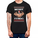 Merry Fitmas Christmas Gym Sport T-shirt For Funny Christmas