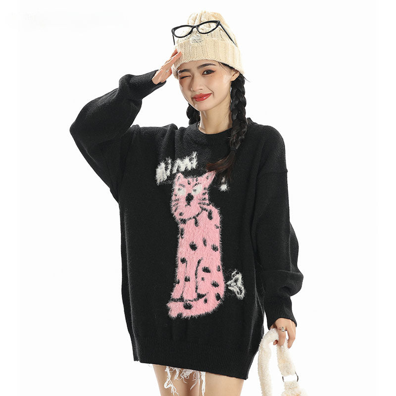 Women Sweater Soft Idle Style Cartoon Retro