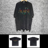Amiri washed t-shirt rainbow letter short sleeve