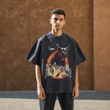 Mens Vintage T Shirt Flame Doberman Print