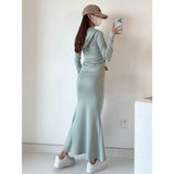 Women Hoodie Hot Girl Slim-Fit Cardigan Fishtail Two Pieces