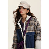 Unisex Coat Plaid Coat Cotton-Padded Jacket Stitching