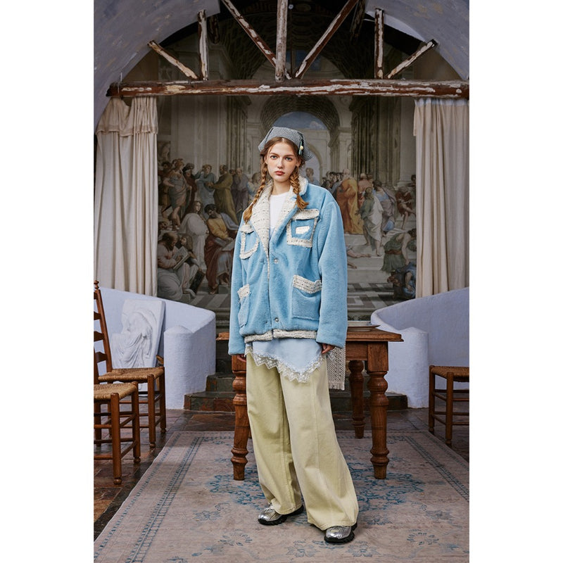 Unisex Coat Plush Cute Campus Cotton-Padded Jacket