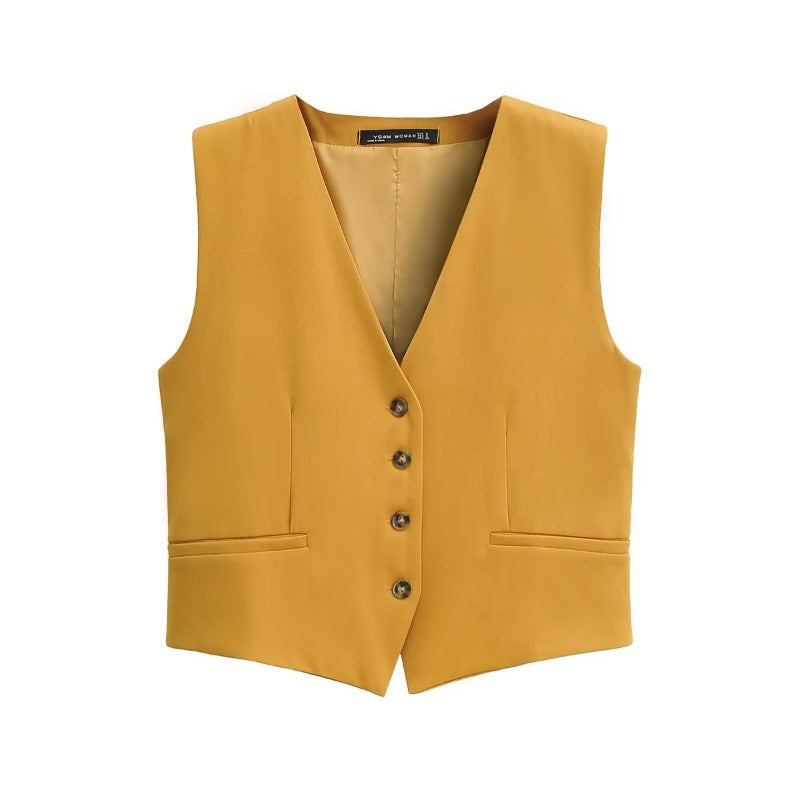Women Vest Vintage Short Temperamental Suit Vest