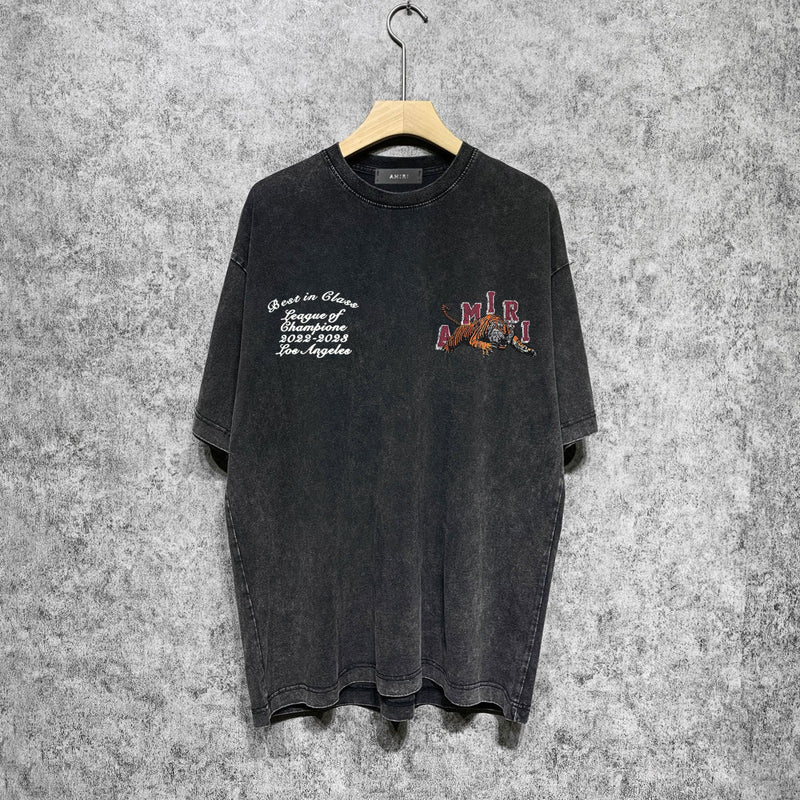 Amiri washed t-shirt letter tiger printing short sleeves