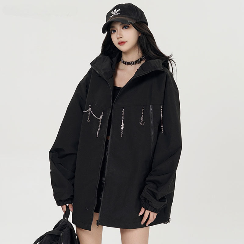 Women Jackets Chain Anorak Oversize