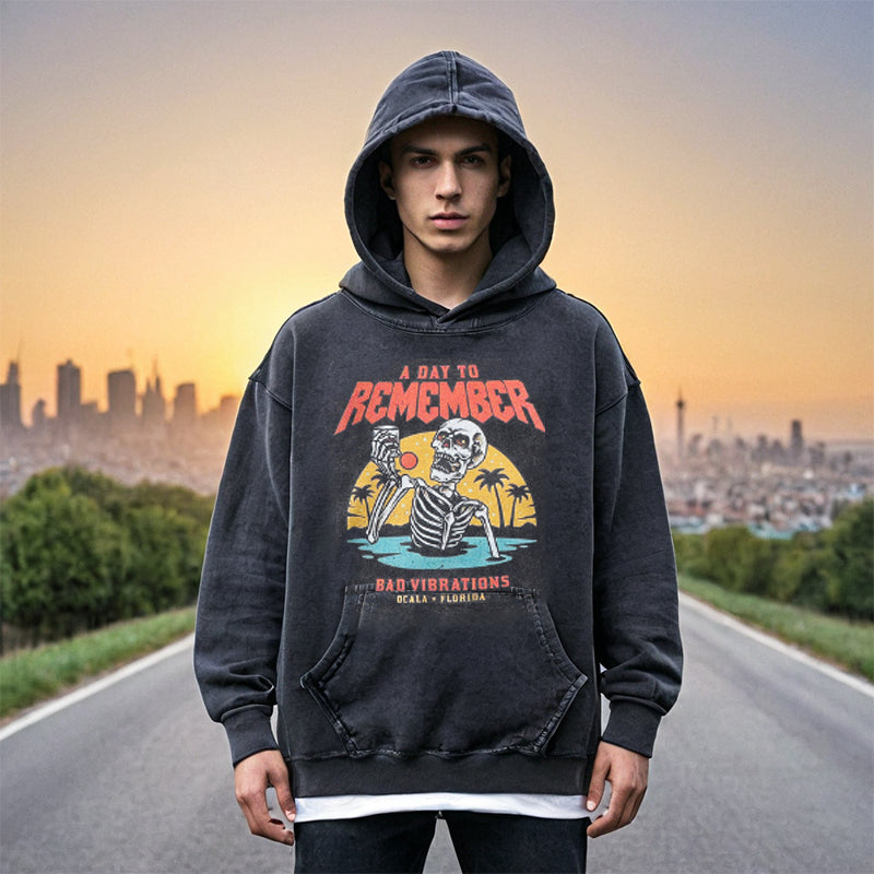 Mens Vintage Hoodie Washing Old Male and Female Couples
