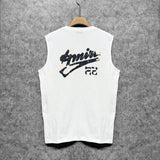 Amiri tank top with cracked letter and number print