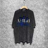 Amiri washed t-shirt new font cobra printing short sleeve